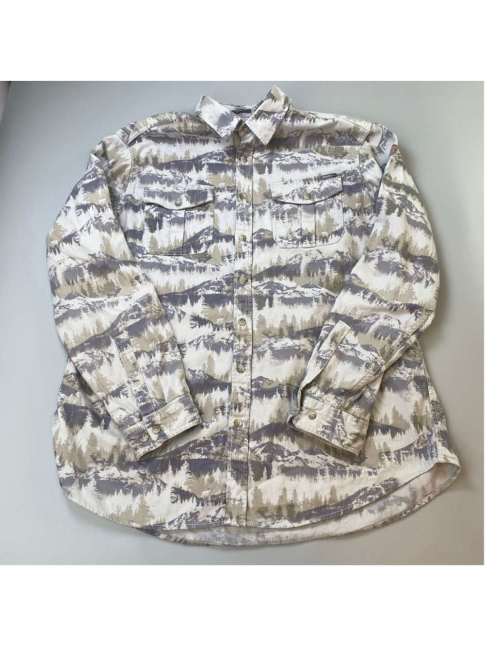 Eddie Bauer Shirt Mens TXL Button Up Allover Print Outdoors Heritage Gorpcore